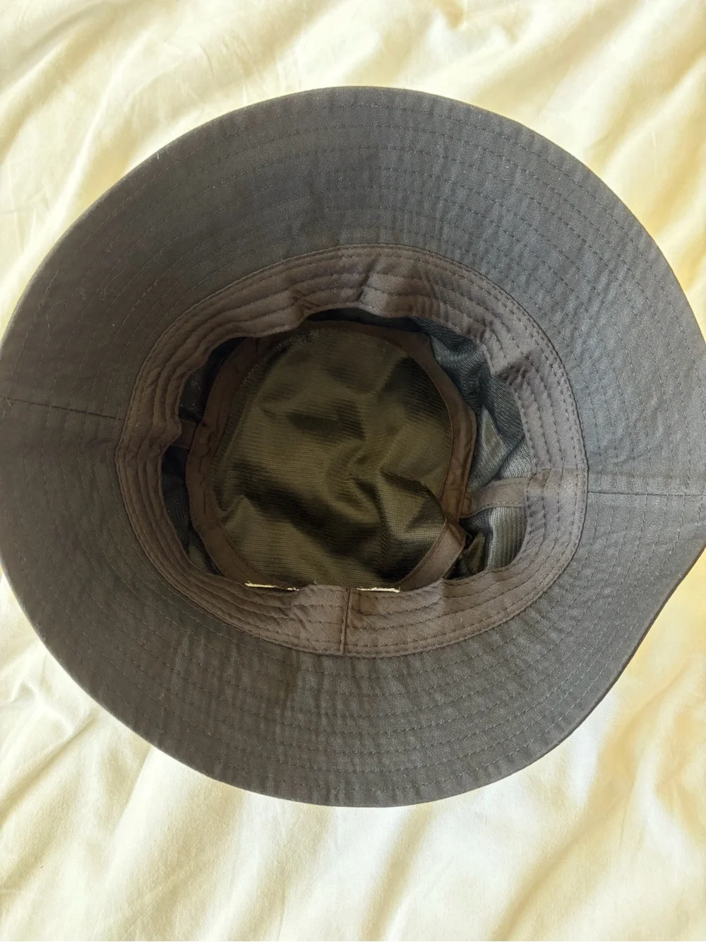 Black Bucket Hat with Small White Smile Embroidery